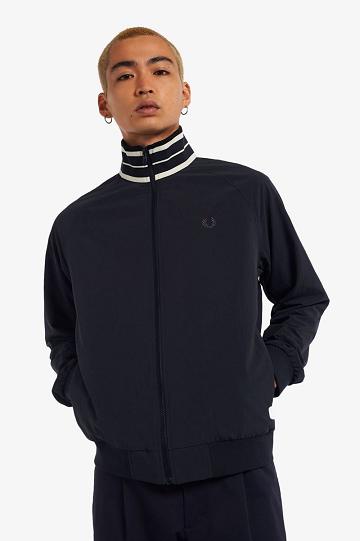 Kurtka Fred Perry W Paski Collar Track Męskie Granatowe | PL 1253AHKP